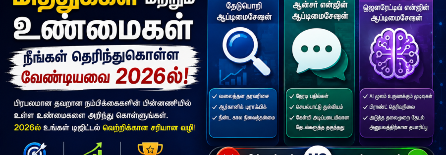 SEO, AEO, GEO: 2026-ல் நீங்கள் தெரிந்துகொள்ள வேண்டிய கட்டுக்கதைகளும் உண்மைகளும்
