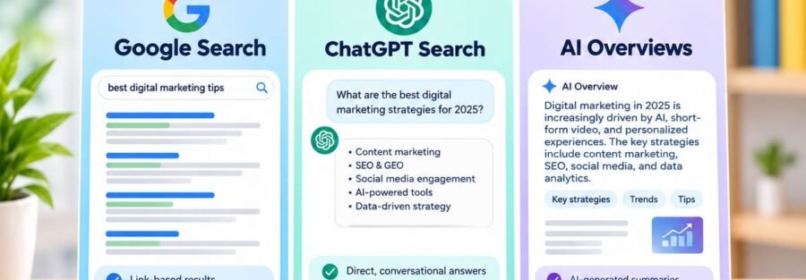 Google Search vs ChatGPT Search vs AI Overviews: What Marketers Need to Know
